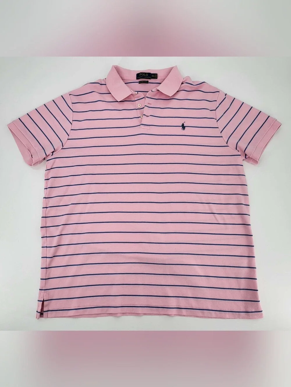 Ralph Lauren Pink Polo with Navy Stripes